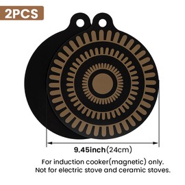 2Pcs Thermochromic Silicone Induction Cooktop Protector,9.5" Silicone mat for Induction Cooktop,No-n Slip Induction Cooktop Mat with Hook for cooking,Avoid Scratches and Burns