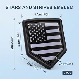 2 Pack Black American Flag Decal Car Emblem, Chrome Shield Badge Sticker for Trucks and Vehicles, All Black USA Flag Decoration for Auto Window, Body 