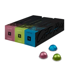 Nespresso Vertuo Coffee Pods, 30 Mixed Pack Master Origins - 10 x Mexico, 10 X Colombia, 10 X Costa Rica. Make Espressos, Cappuccino, Lattes and Iced Coffee at home. Recyclable Pods