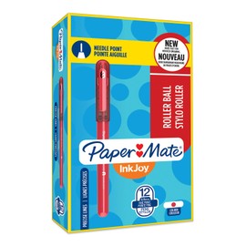 Paper Mate "InkJoy" Rollerball Needle Point Pen - Red (Box of 12)