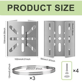 Mast Mount for Surveillance Camera with 3 Adjustable Clamps, Corner Bracket, Pole Holder, Stainless Steel, Vertical Mast Mount for CCTV Cameras, IP Cameras, Solar Panels