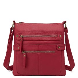 Scarleton Crossbody Bags for Women, Travel Bag Purses and Handbags Multi Pocket Shoulder Bag Faux Leather Small, H182010, Red