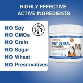 VITABIA Plaque Off Powder For Dogs & Cats - Probiotics for Dogs, Cat Treats, Dog Plaque Remover, Cat Dental Treats, Dog Teeth Cleaning, Cat Teeth Cleaning - Ideal for Dog and Cat Oral Health 90g