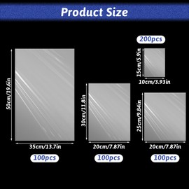 Yolev 500pcs Heat Shrink Wrap Bags 4 Sizes Clear POF for Gift Baskets 14x20(100) 8x12 (100) 8x10 (100) 4x6 (200) Heat Seal Bags Film For Soap Book Bath Bomb Jar Tumbler Sleeve Packaging