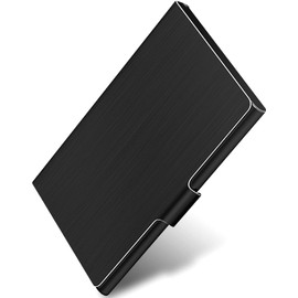 Slim Black Metal Business Card Holder Case for Men & Women – Professional Stainless Steel Business Card Wallet, Credit Card Holder & Organizer | Sleek Pocket Case for Office, Travel & Networking