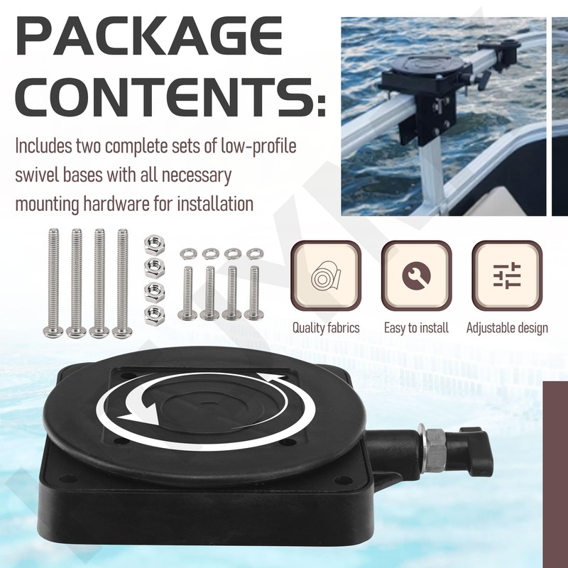 HTJYMY 2 Pack 2207003 Standard Low-Profile Swivel Base w/Hardware Compatible