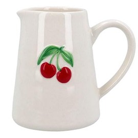 Gisela Graham Ceramic Cherry Design Mini Jug, White