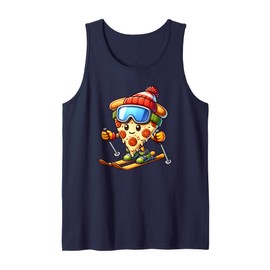 Kid's Ski Lesson Pizza Skier Skiing Tank Top