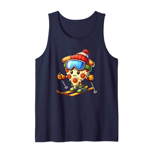 Kid's Ski Lesson Pizza Skier Skiing Tank Top
