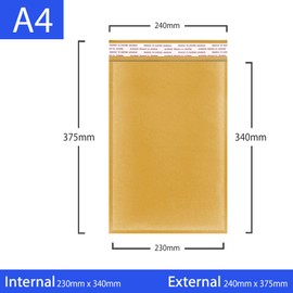 A4 Padded Envelopes, Gold Padded Bubble Envelopes for Packaging Postage Peel & Seal Shipping Bag Mailers Postal Wrap 25 Pack