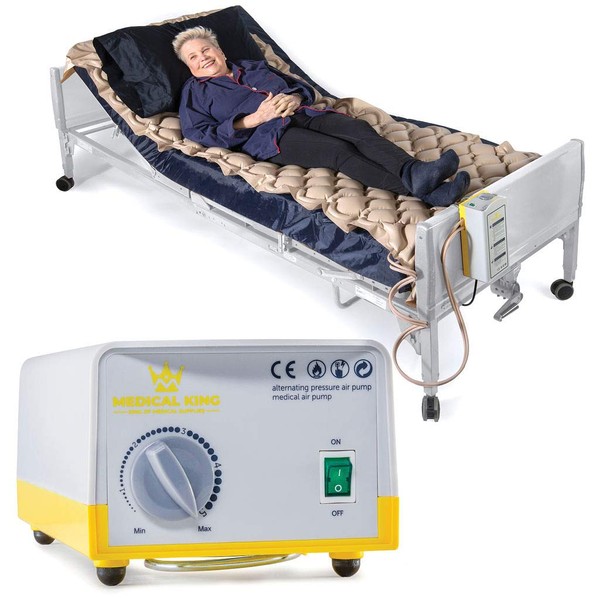 Alternating Pressure Pad For Hospital Bed Or Home Bed, Includes Electric Quiet Air Pump -Low Air Loss Mattress - Inflatable Comfortable Pads - Prevents & Treat Pressure Wounds, Sore, Ulcer