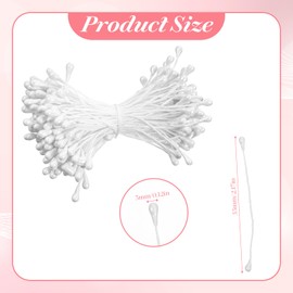 Matwsec 150PCS Stamens for Flower Making 3mm White Flower Stamen