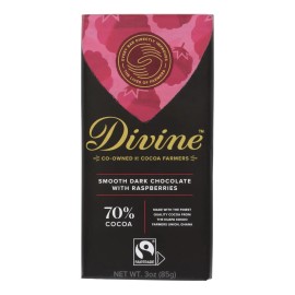 UD_Divine 12-Pack Case of 3 Oz Bar Dark Chocolate W/Raspberry Bittersweet Sweet Milk Chocolate Solid Bulk Packaging