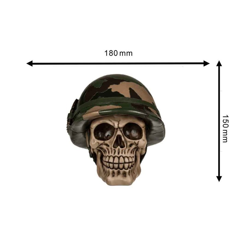 OOTB 78/5759 Polyresin Savings Bank with Lock, Skull with Army