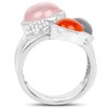 Bonyak Jewelry Genuine Round Rose Quartz, Carnelian and Moonstone Ring