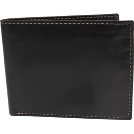 Men 's Premium Genuine Nappa Leather Flipfold Passcase Wallet RFID Protection (Brown)