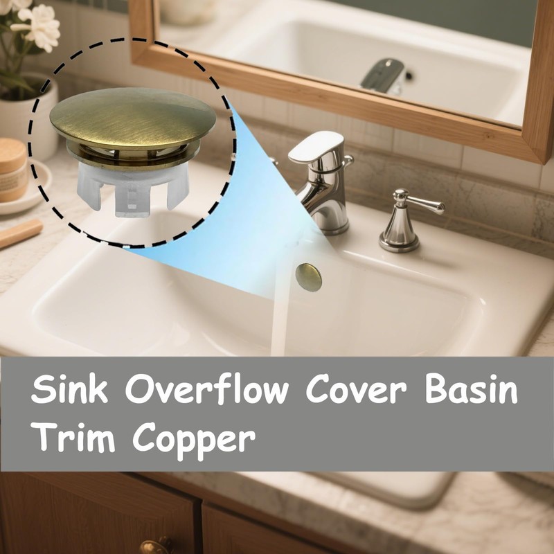 2 Pack Sink Overflow Cover Basin Trim Copper Bathroom Sink