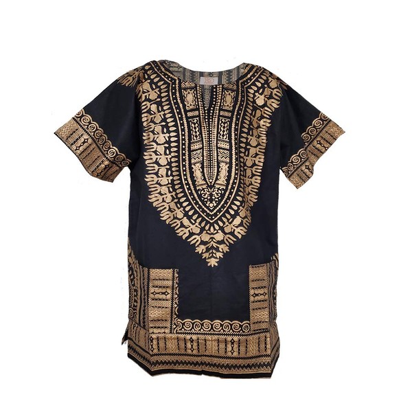 Dupsie's Black and Gold African Dashiki Shirt - 4XL