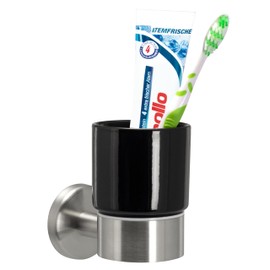 bremermann Bad-Serie Piazza Keramik - Becherhalter schwarz, Edelstahl matt