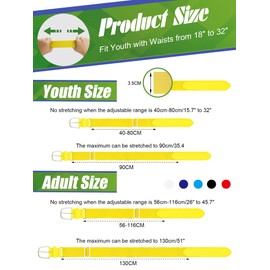 ROLVNHTV 12 Pieces Baseball Belts Yellow Softball Belts Packs Elastic PU Leather Uniform Belt Adjustable Teal Softball Belt Stretch Sports for Man