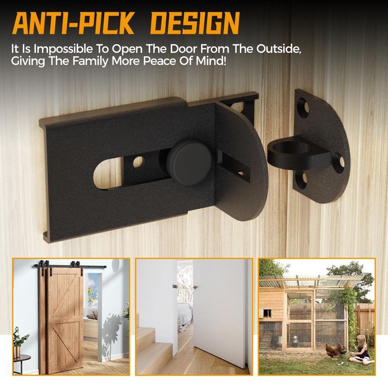 GEMASP Sliding Door Lock, 90 Degree Door Hasp Latch Lock,