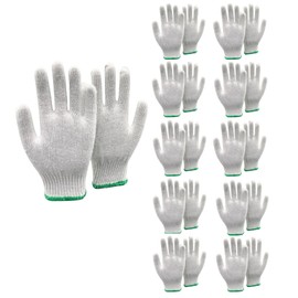 Kavish 10 Pack White Cotton Safety Work Gloves For Men And Women. Reusable Washable,Ideal For General Saftey Work (Large)