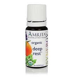 Amrita Aromatherapy USDA Certified Organic Deep Rest Essential Oil Blend - Non-GMO Relaxation, Sleep & Calming Synergy Blend - Undiluted, 10ML