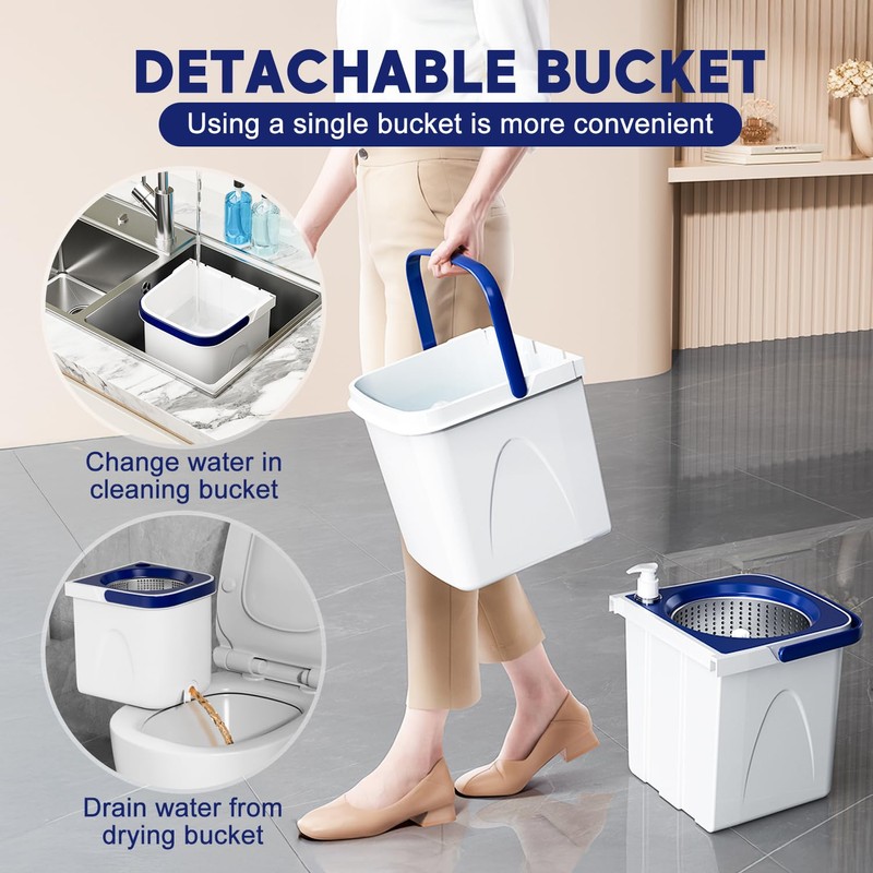 Spin Mop and Bucket with Wringer Set, Mop Bucket System