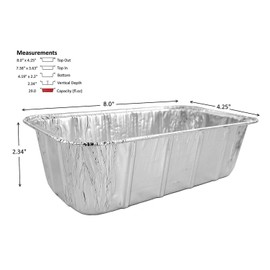 PACTOGO 1 1/2 lb. Disposable Aluminum Foil Loaf Bread Baking Pan Tin (Pack of 12 Sets)