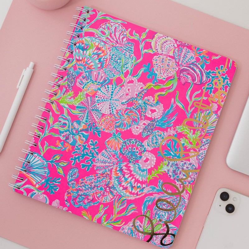 Lilly Pulitzer Large Pink Hardcover Spiral Notebook, 11" x 9.5"