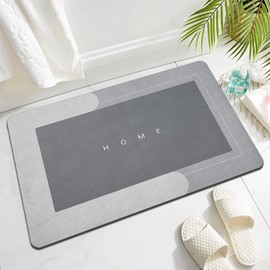 Absorbent Bath Mat 18" X 28", Quick Dry Magic Bathroom Floor Mat, Bath Mats for Bathroom Non Slip, For Bathtub, Bedroom, Kitchen, Toilet, Door, Washing Table(Rectangular Light Gray, 18" x 28")