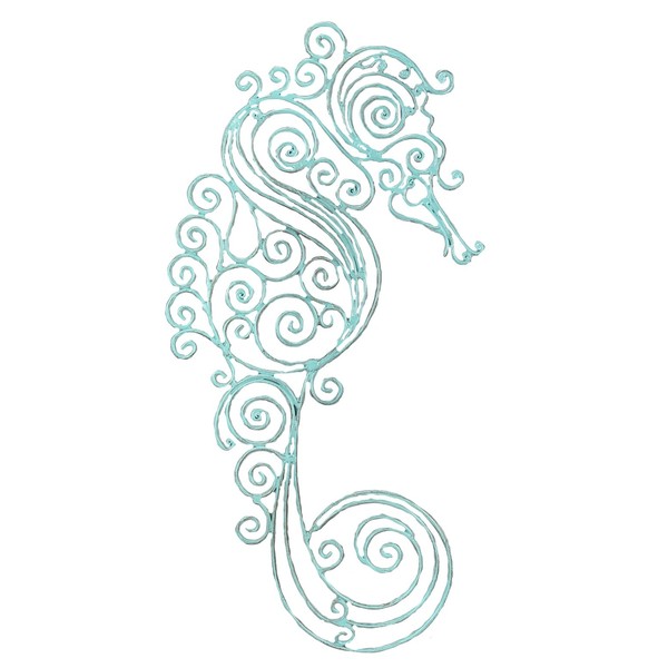 Young's Sea Horse Metal Wall Decor, 18.5-Inch, Light Blue (22943)