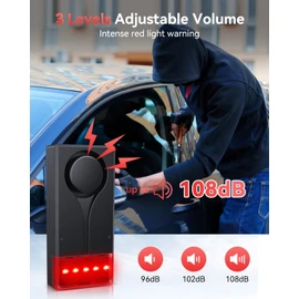 Car Vibration Sound & Light Alarm with Remote, ELECTOP 108dB Automobile Anti-Theft Vibration Alert, Anti-Theft LED Flashing Security Light Wireless Remote Vehicle Security Alert with 2pcs Alarm