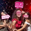 30Pcs Pink Girl Birthday Photo Booth Props with Sticks,Hot Pink