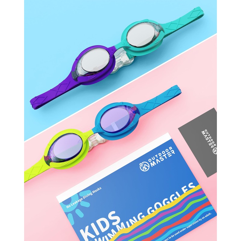 OutdoorMaster Kids Swim Goggles 2 Pack - Quick Adjustable Strap