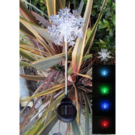 2-Pack Outdoor Garden Sparkling Large 4.5" Wide Starburst Snowflake Star Solar Color Change LED Lights