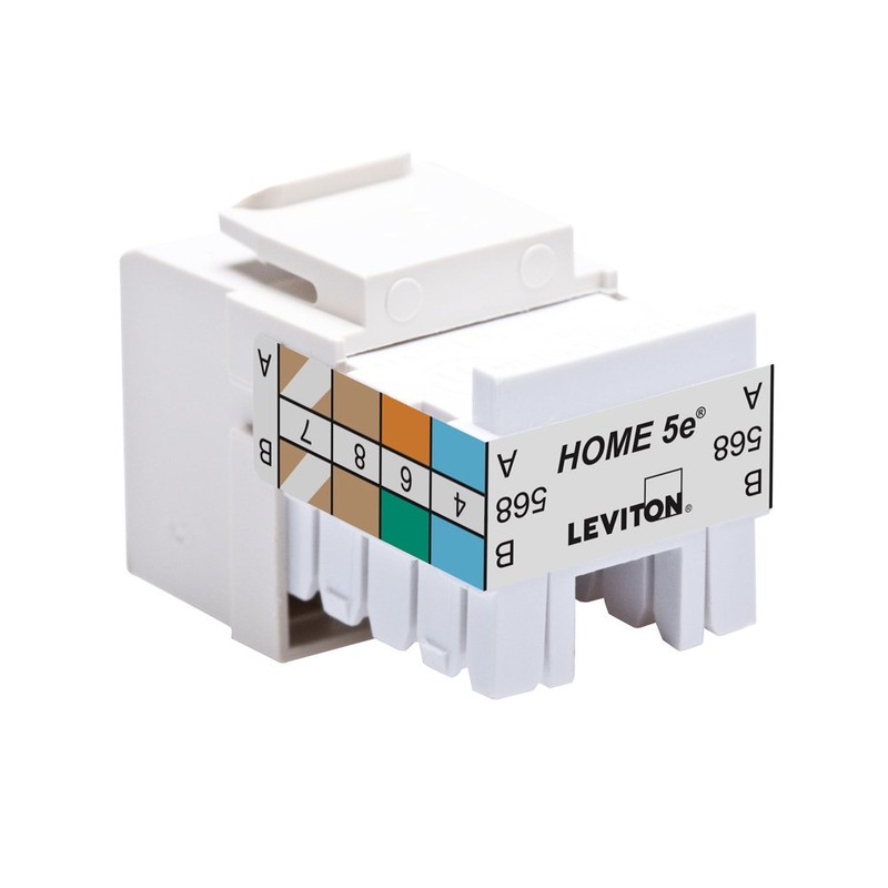 Leviton Home 5e Snap-In Connector, T568A/B Wiring, 5EHOM-RT5, Light Almond