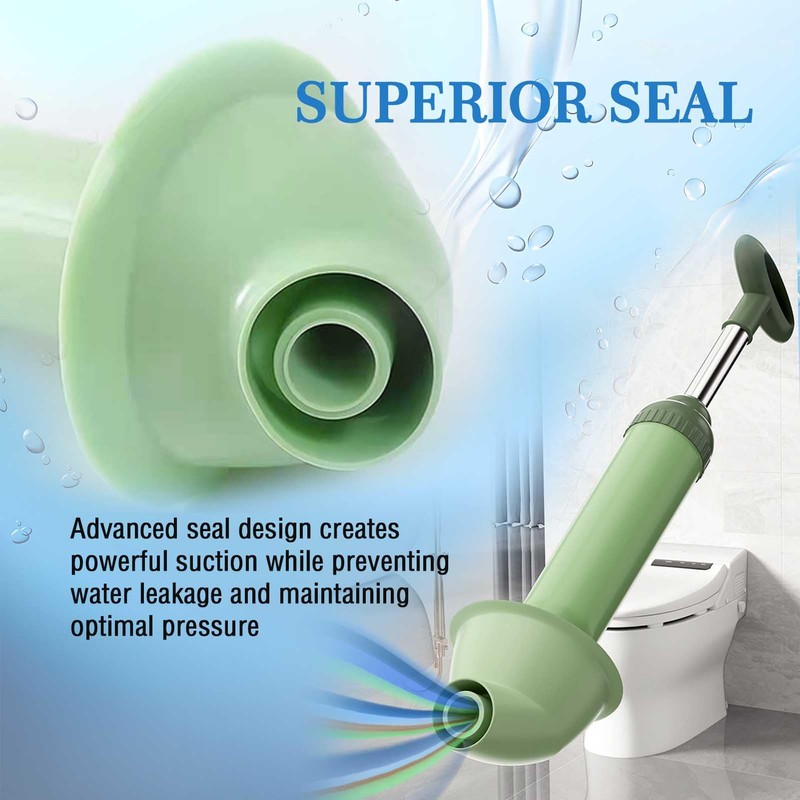 Professional Toilet Plunger, High Pressure Unclogger with Curved Head Design,