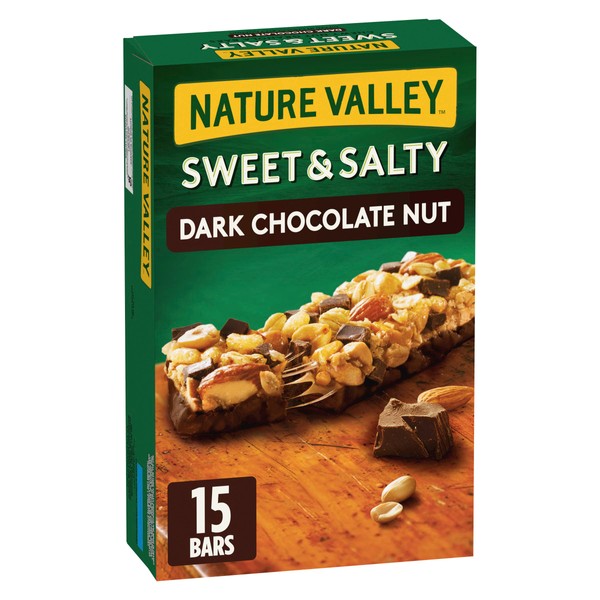 NATURE VALLEY - FAMILY PACK - Sweet & Salty Dark Chocolate Nut Granola Bars, 15 Bars