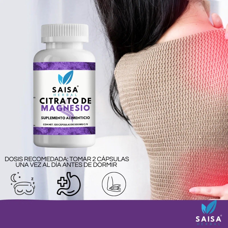 Citrato De Magnesio 240 Cpsulas Saisa Herbal Suplemento Alimenticio Calidad