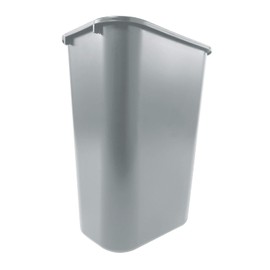 Plexon Commercial Wastebaskets - 20” H x 15.3” L x 11.3” W 10 Gal Gray - Stackable Plastic Trash Cans for Office Bathroom Kitchen Under Desk Sink Cabinet