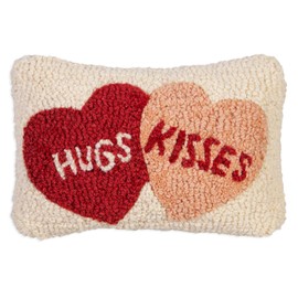 Chandler 4 Corners Artist-Designed Three Hearts Hand-Hooked Wool Decorative Throw Pillow (8 in x 24 in) Valentine's Day Pillow for Couches & Beds - Low Maintenance Pillow for Anniversary & Weddings