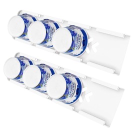 Sophico Yogurt Organizer for Fridge, 4 Capacity Yogurt Sliders for Refrigerator, Yogurt Holder with Adhesive Tapes for 3.75 Inch In Diameter Yogurt, Greek and Vegan Yogurt (White,2 Pack)