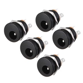 sourcing map DC-022 5.5mmx2.1mm DC Power Jack Socket 3 Pin Female Panel Mount Connector 5pcs