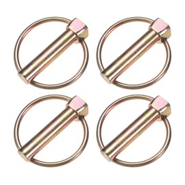 M METERXITY 4-Pack 25/64" Linch Pin with Ring, 1-3/4" Carbon Steel Lynch Pin Trailer Pins for Boat/Truck/Tractor/Trolley/Lawn Mower, Lock Clips Fastener Pin [10x45mm, Colored Zinc]