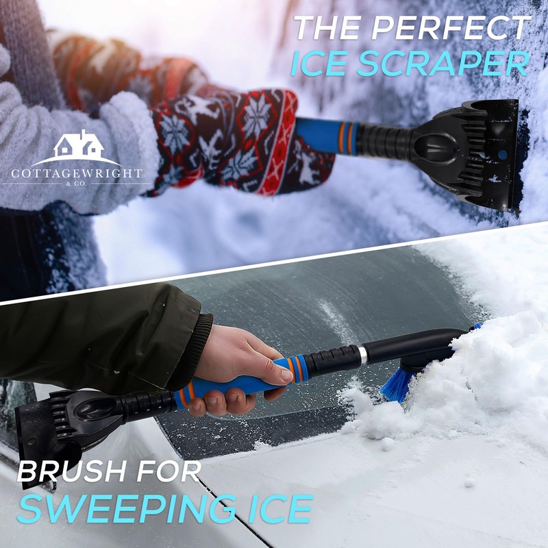 Telescopic Ice Scraper for Car Windscreen with 360 Degree Scratch-Free