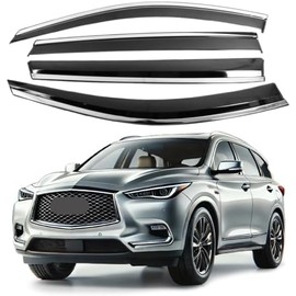 Fits for Infiniti QX60 2013 2014 2015 2016 2017 2018 2019 2020 Advanced PC + Chrome Smoke Window Visor - Sun, Rain, and Vent Protection, Tape-On Outside-Mount, 4-Pieces Vent Deflector Guard