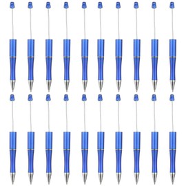 PATIKIL Beadable Pens, 20 Pack Black Ink Plastic Bead Pen Creative DIY Ballpoint Pens for Teacher Office DIY Crafts Party Decorations Handmade Supplies, Blue