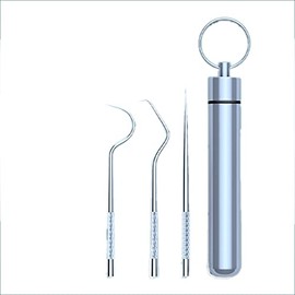 Portable Dental Tools, Self Defense Tools, 3 Pack Teeth Cleaning Tools Dental Hygiene Tools Kit Stainless Steel Tartar Remover Scraper Tweezer for Dentist, Family, Dogs…