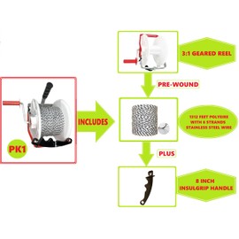 RiteFENCE electric fence 3:1 geared reel (1312ft polywire prewound PK1 + 1 insulgrip)